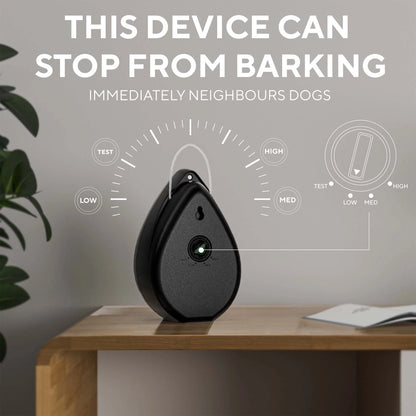 Anti-barking device with adjustable sensitivity settings for detecting dog barking.