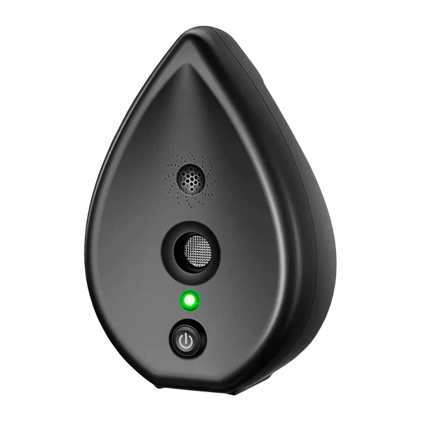 Black ultrasonic anti-barking device with front speaker, LED indicator, and power button.